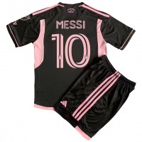 Inter Miami Lionel Messi #10 Fußballbekleidung Auswärtstrikot Kinder 2023-24 Kurzarm (+ kurze hosen)